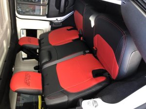 Jeep Wrangler JLU Rear Bench Seat Cover - PRP Seats - Fits With Leather Interior - Black/Red - `18-`27